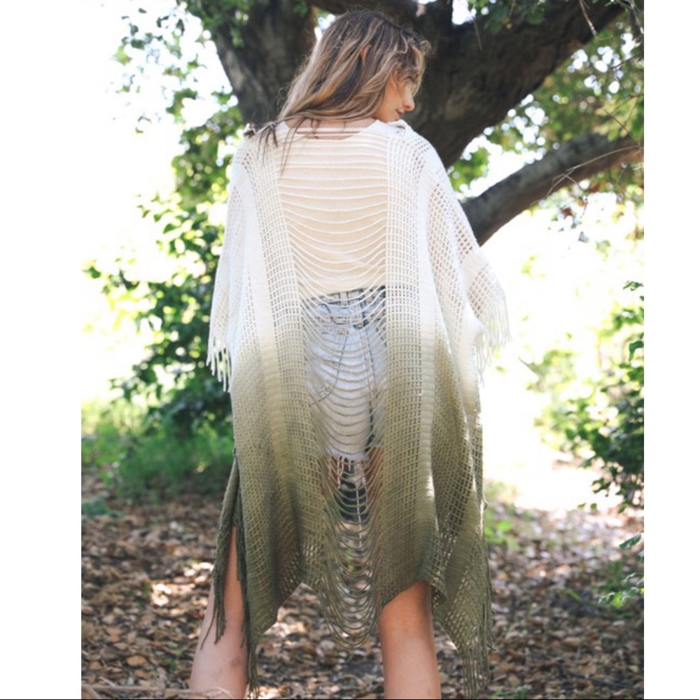 S-XXL Ombré Ruana Distressed Waffle Kimono▪️New